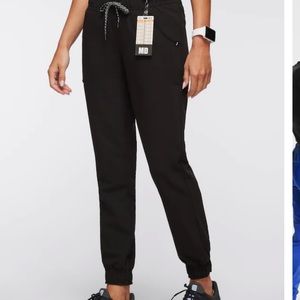 Jaanuu Women's 5-Pocket Skinny Scrub Jogger Black Sz Small